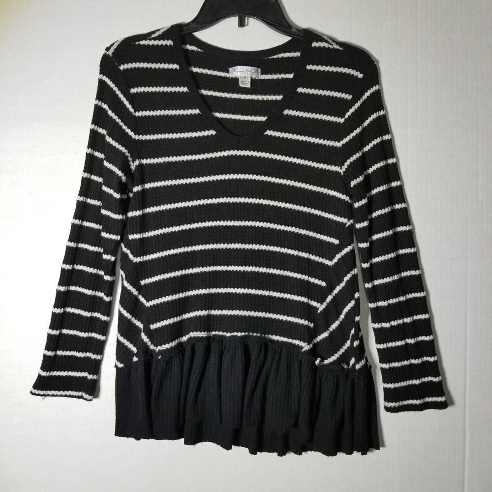 Studio‎ by JPR Black/White Striped Peplum Sweater